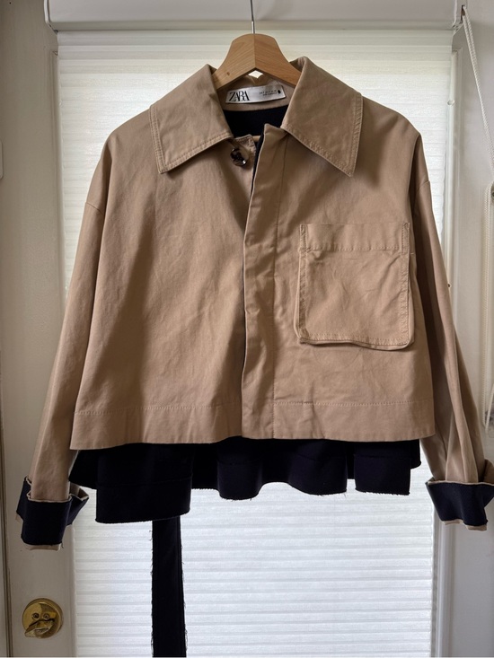 Zara Jackets & Blazers - ZARA Tan Cropped Trench Jacket